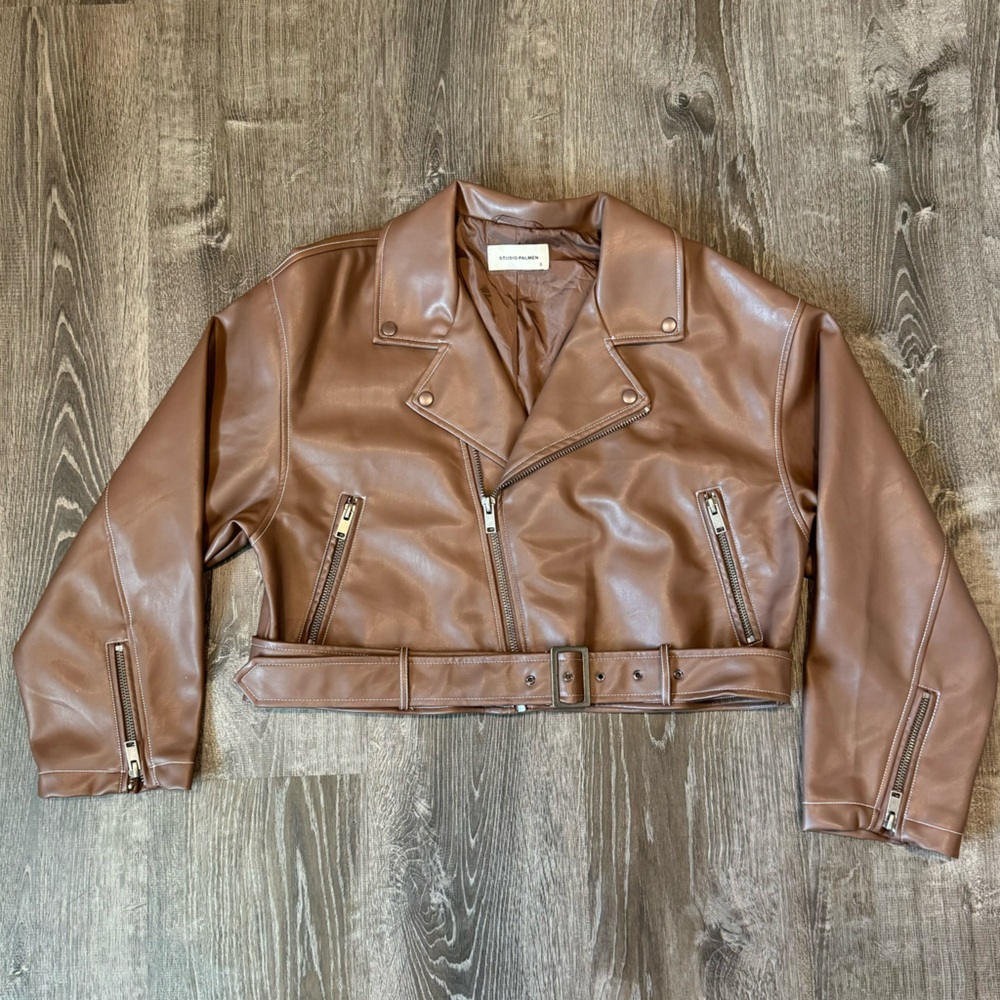 Brown Faux Leather Jacket